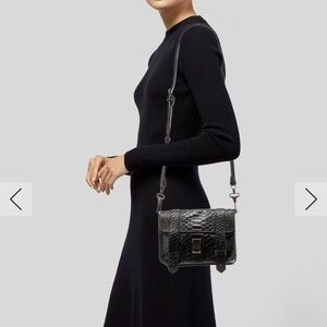 Proenza Schouler mini Carved Python PS1 crossbody bag black w gunmetal hardware
